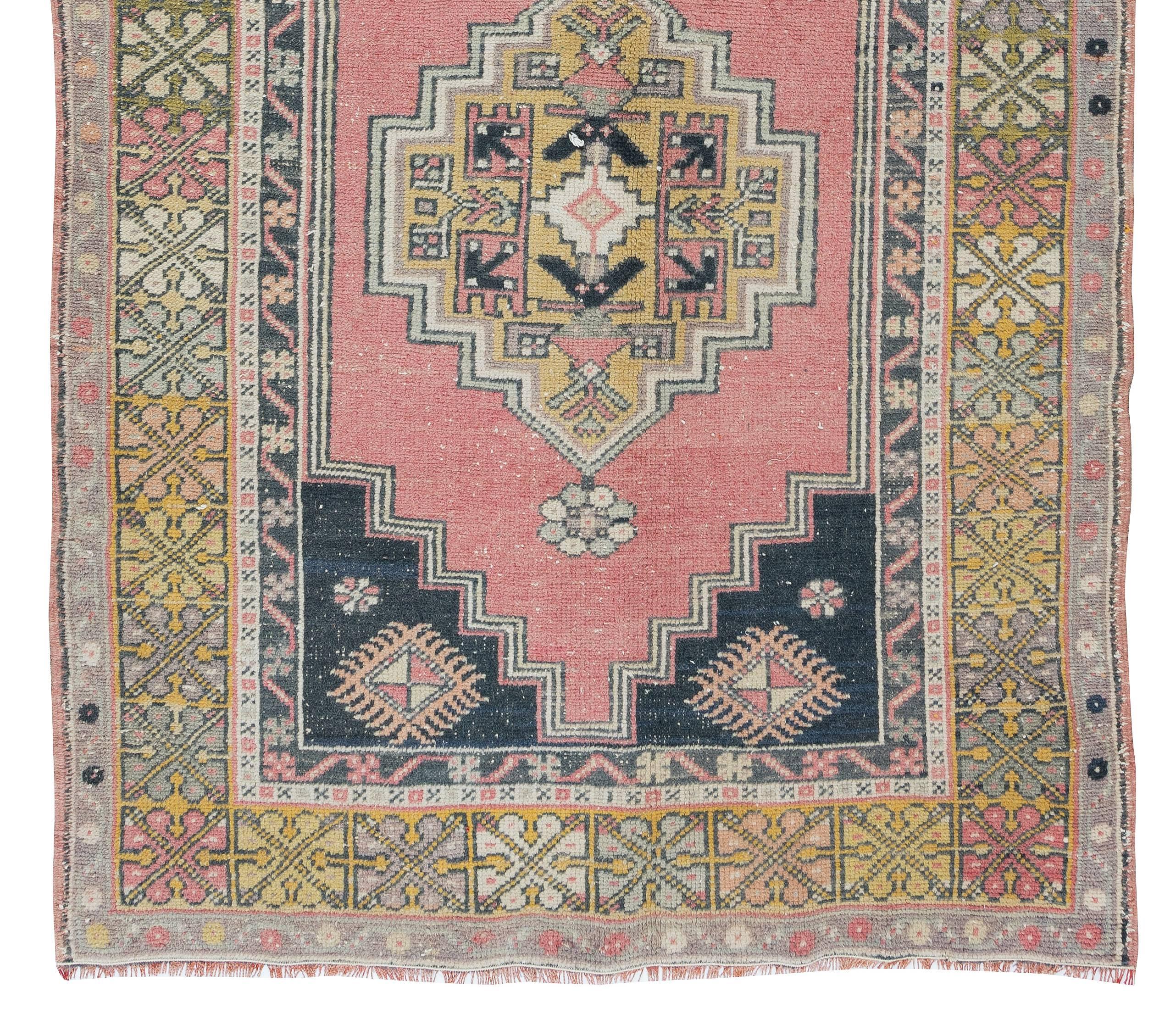 20th Century Traditional Hand Knotted Tribal Turkish Rug, Vintage Village Carpet For Sale