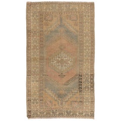 3'9''x6'9" Tapis oriental vintage, Hand Made Tapis tribal turc en couleurs douces