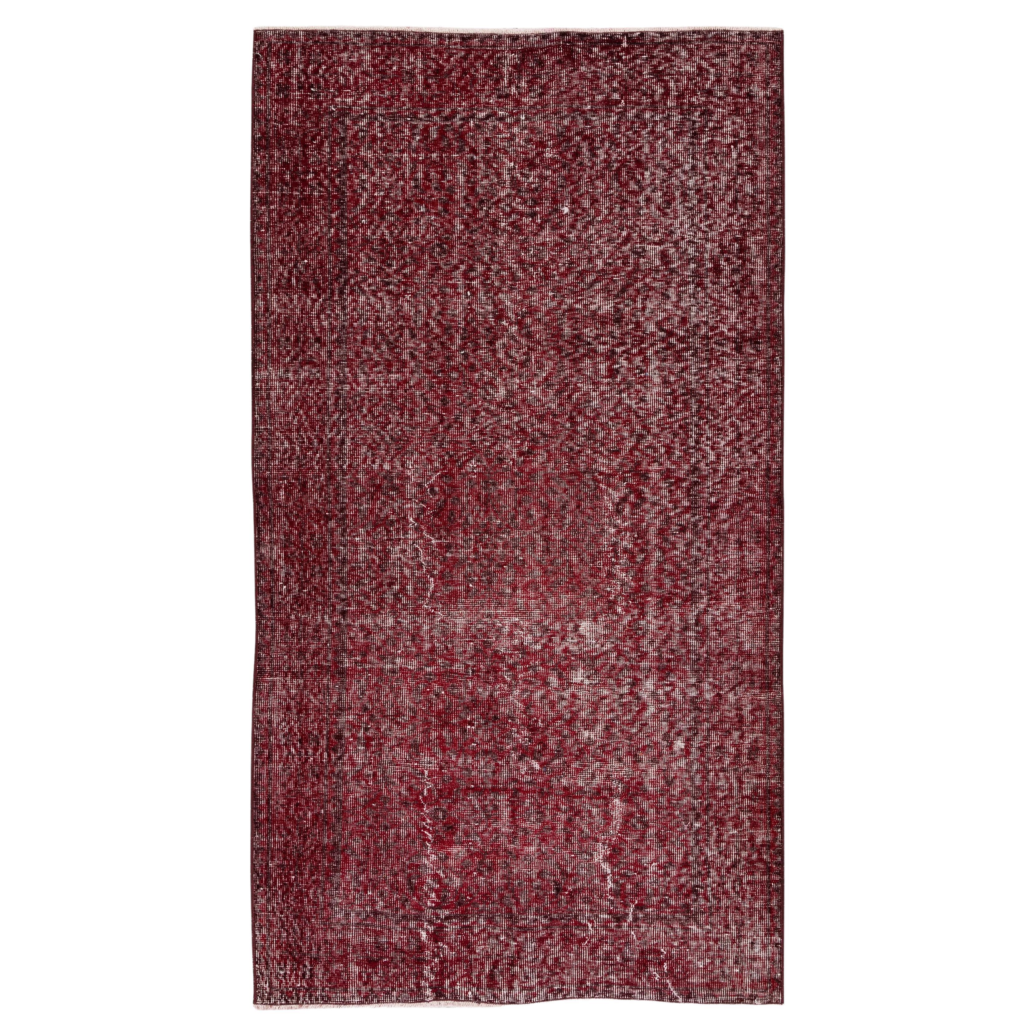4x7 Ft Contemporary Handmade Red Accent Rug from Central Anatolia For Sale