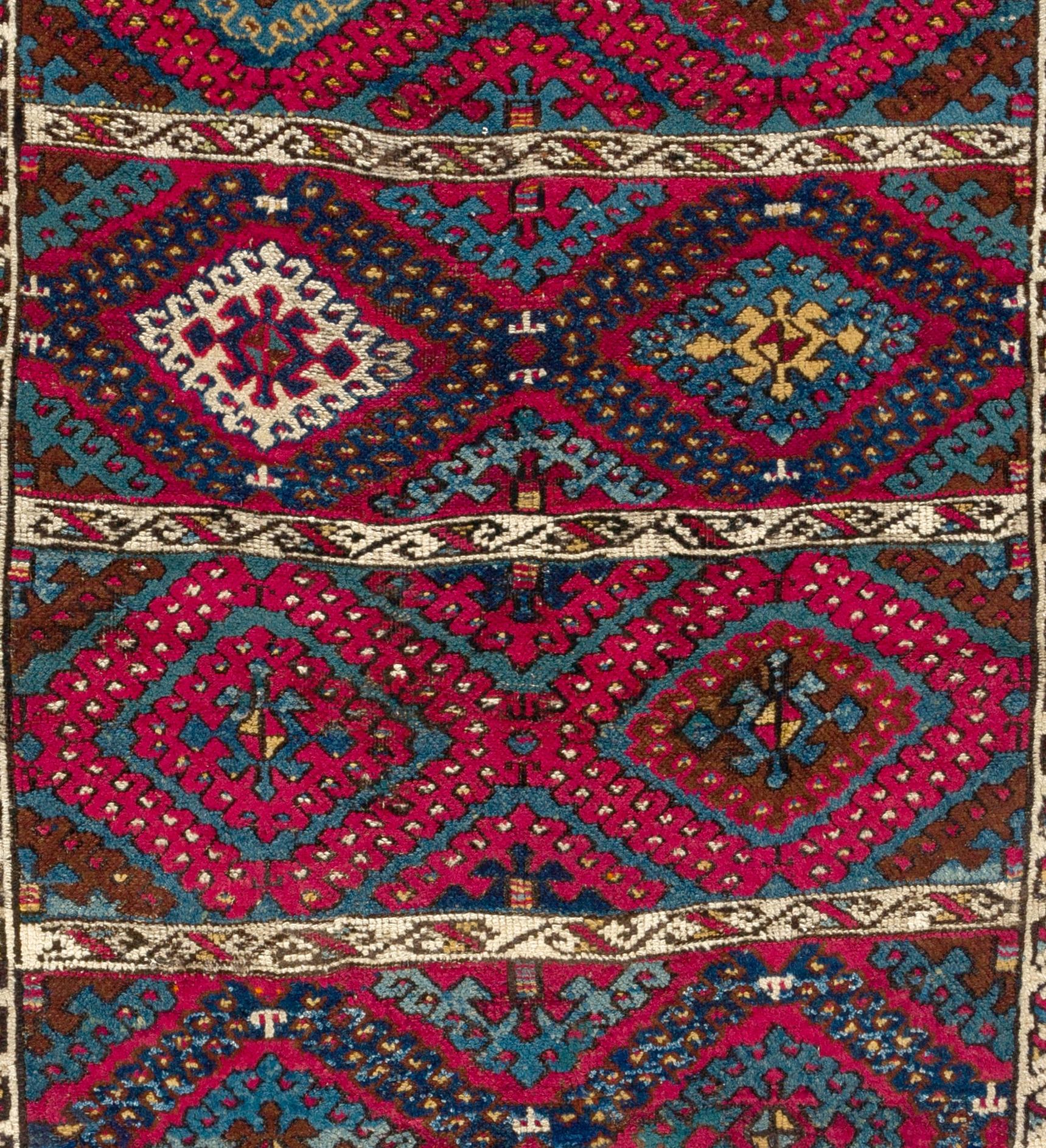 Turkish 3'9''x7'3'' Antique East Anatolian Kurdish Rug, Ca 1880 For Sale