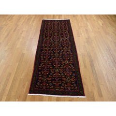 3'9 "x9'7" Blu Vintage Persiano Tabriz in Pura Lana Annodato a Mano Ampio Tappeto Runner