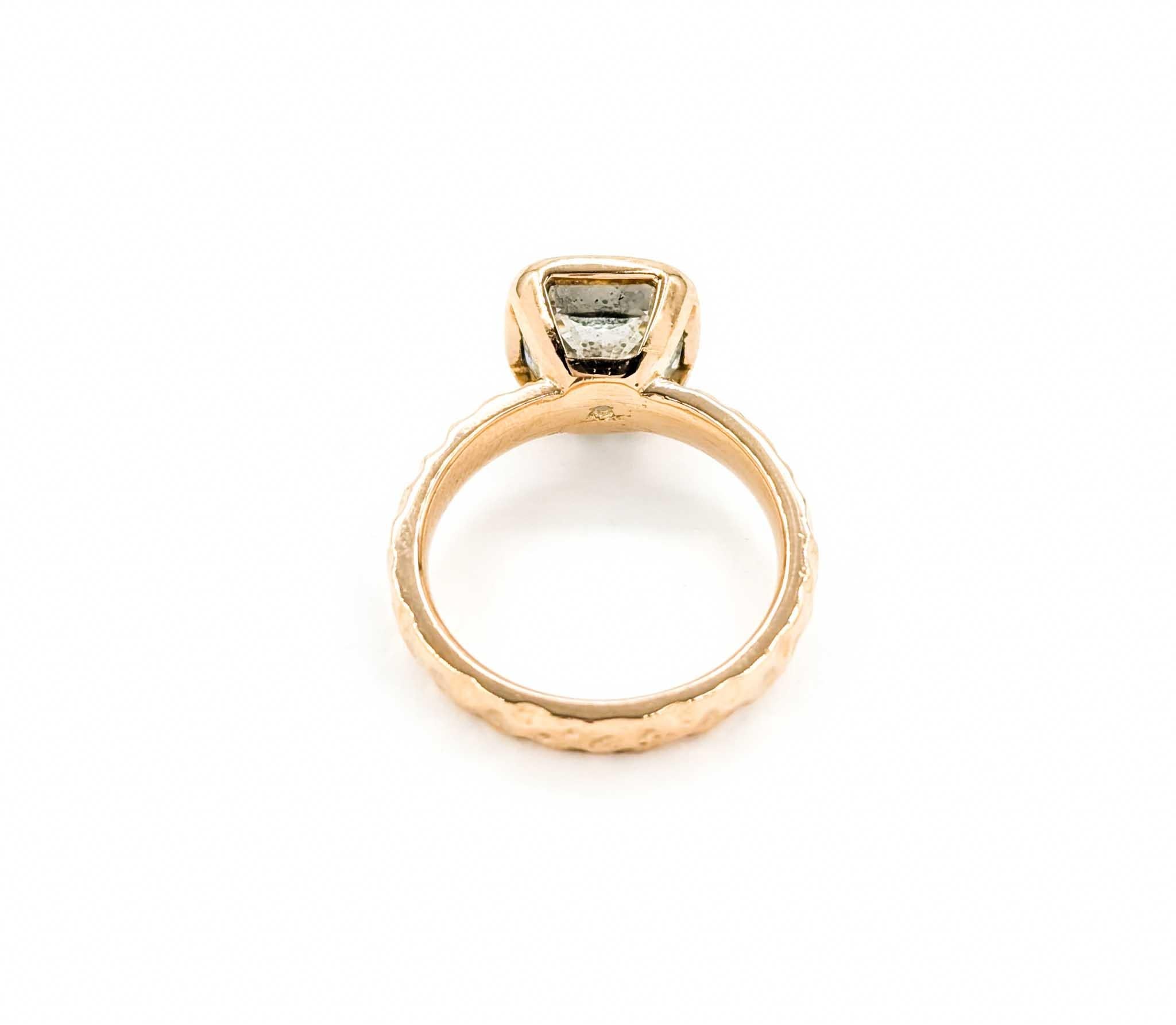 3ct Bezel Set Diamond Engagement Ring Set in Hammered Rose Gold 4