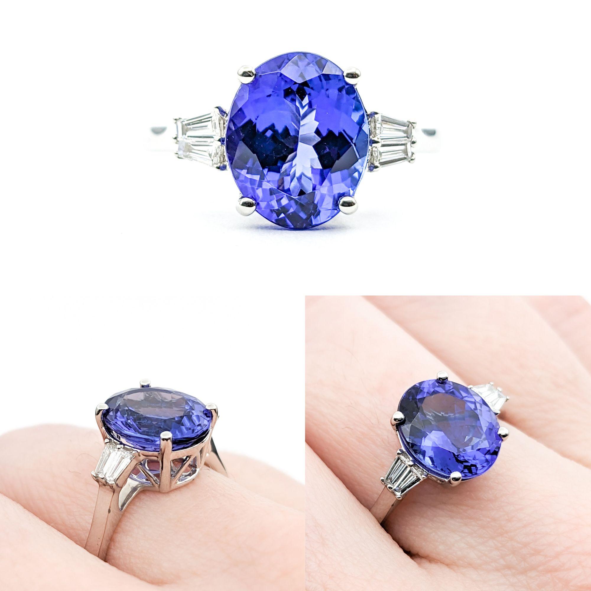 3ct Blue Tanzanite & Diamond Ring In 950pt platinum For Sale 1