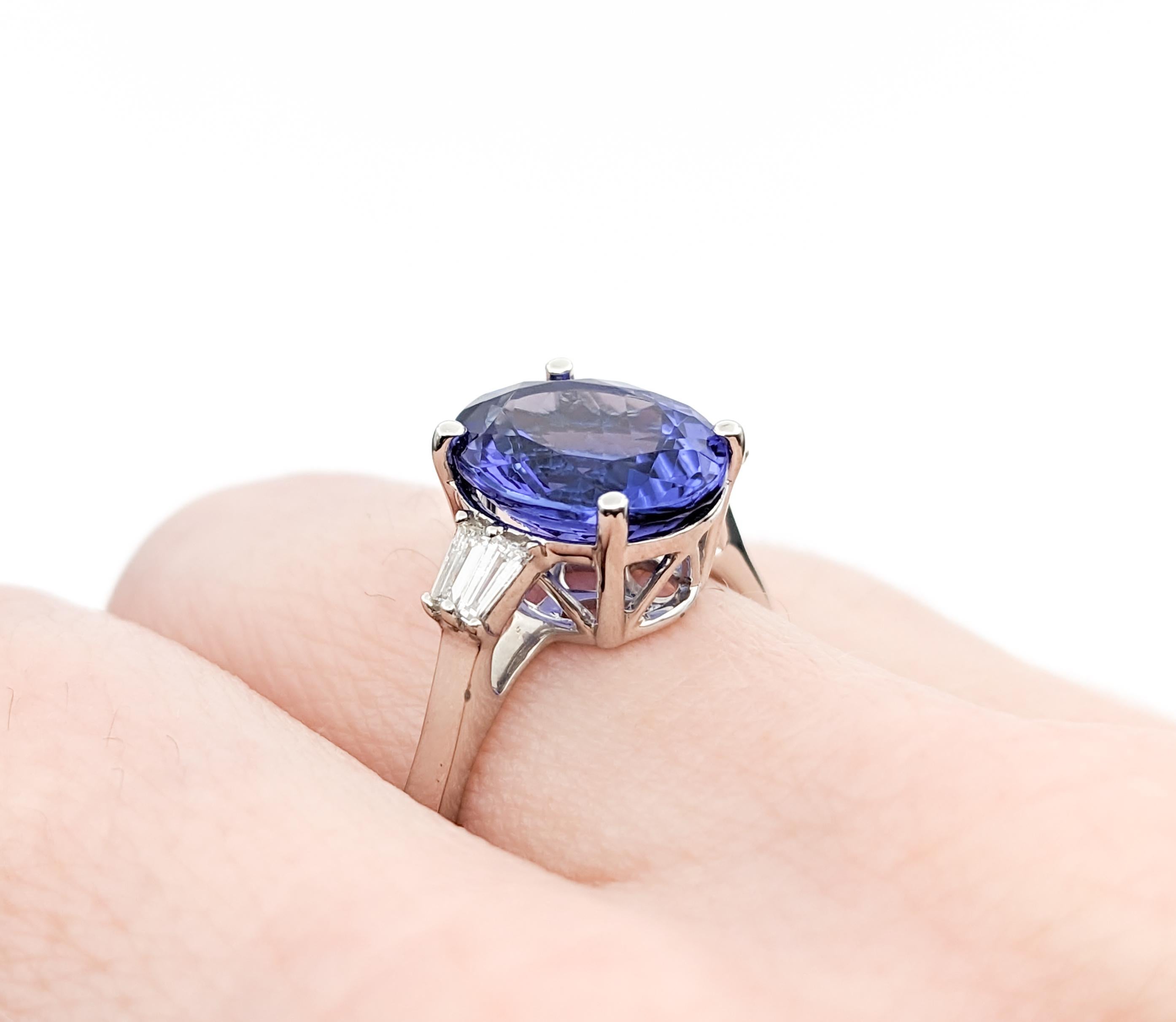 3ct Blue Tanzanite & Diamond Ring In 950pt platinum For Sale 4