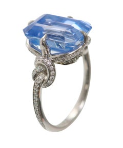 3ct Zafiro de Ceilán Anillo de Diamantes Nudo Olvídame