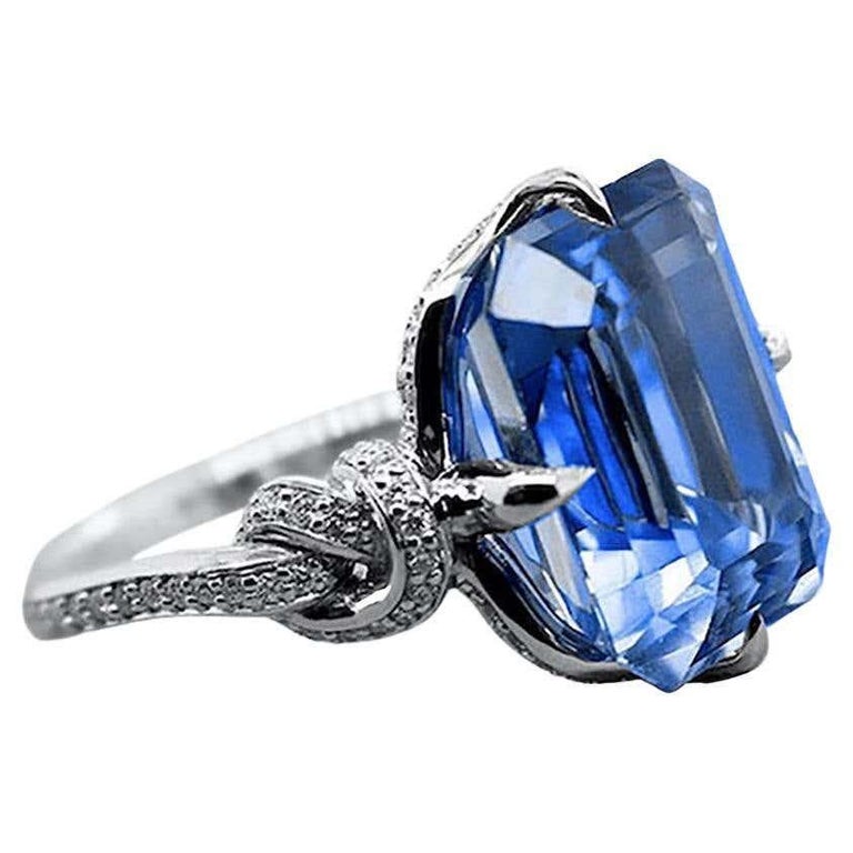 3ct Ceylon Sapphire Forget Me Knot Diamond Ring For Sale 1
