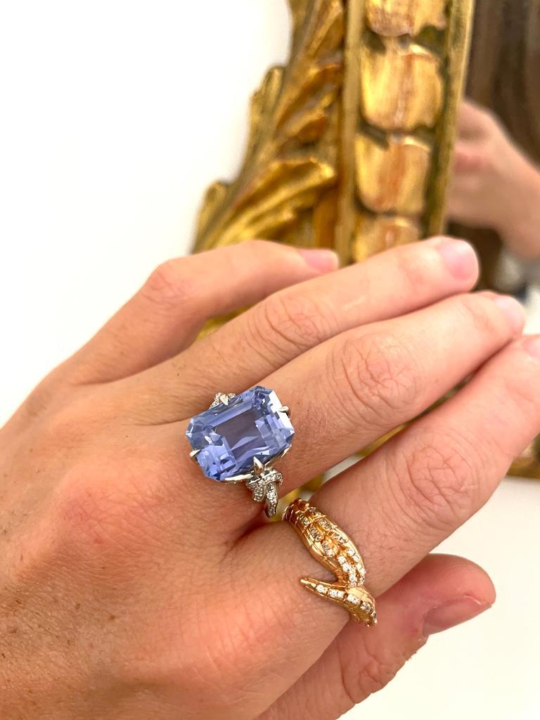 Bague en saphir de Ceylan 3 carats et diamants « Forget Me Knot » en vente 3