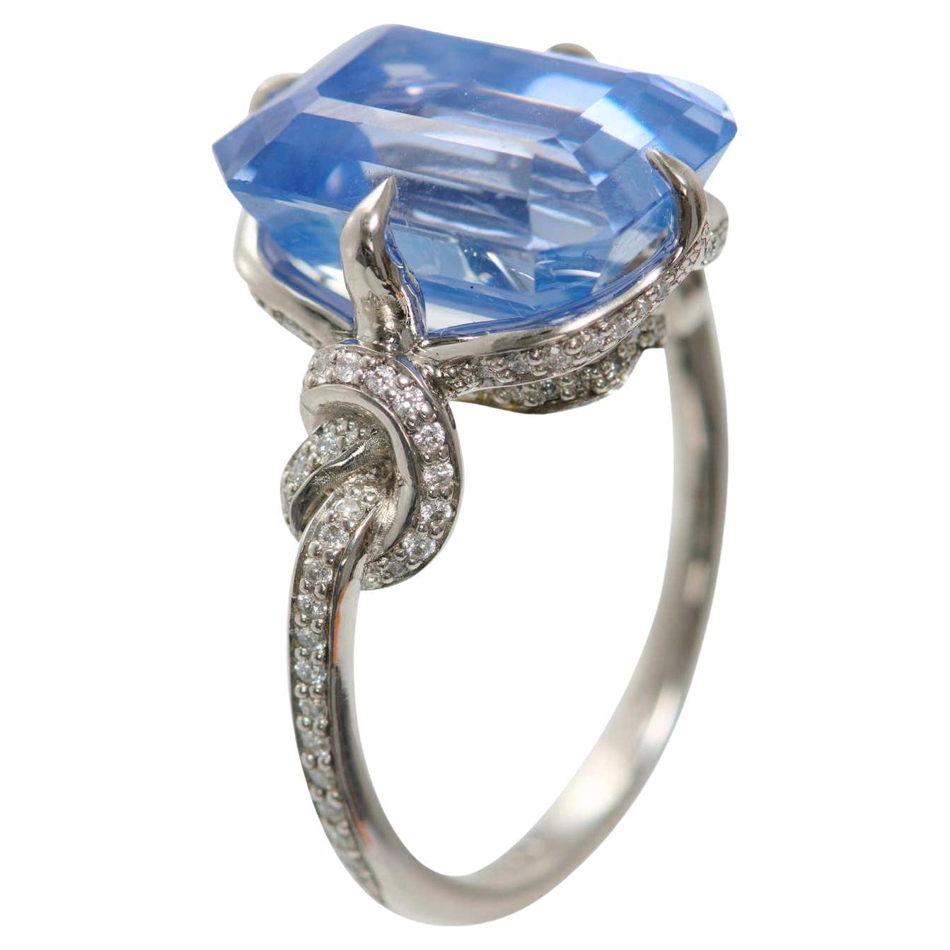 3ct Ceylon Sapphire Forget Me Knot Diamond Ring For Sale