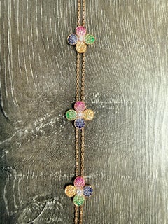 3ct Clover gemstone and diamond bracelet 14KT yellow gold