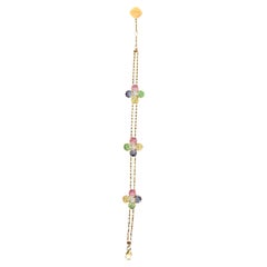 3ct Clover gemstone and diamond bracelet 14KT yellow gold