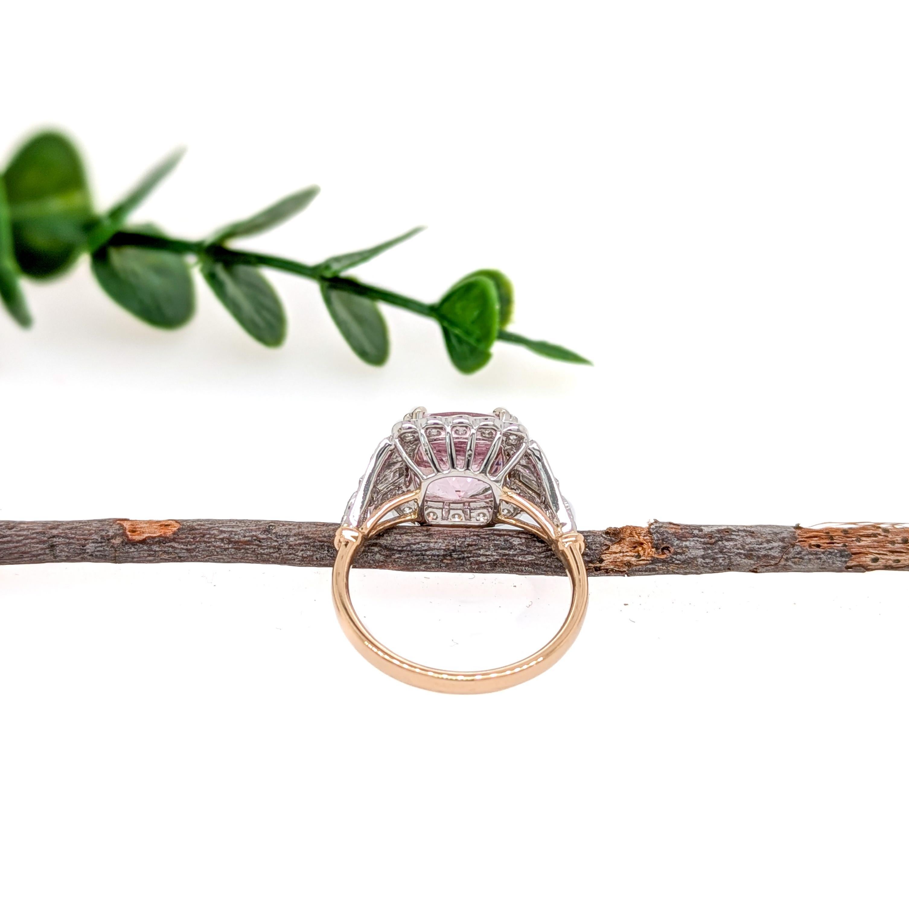3ct Cor De Rosa Morganite Ring w Earth Mined Diamonds in 14K Gold  CU 9mm In New Condition For Sale In Columbus, OH