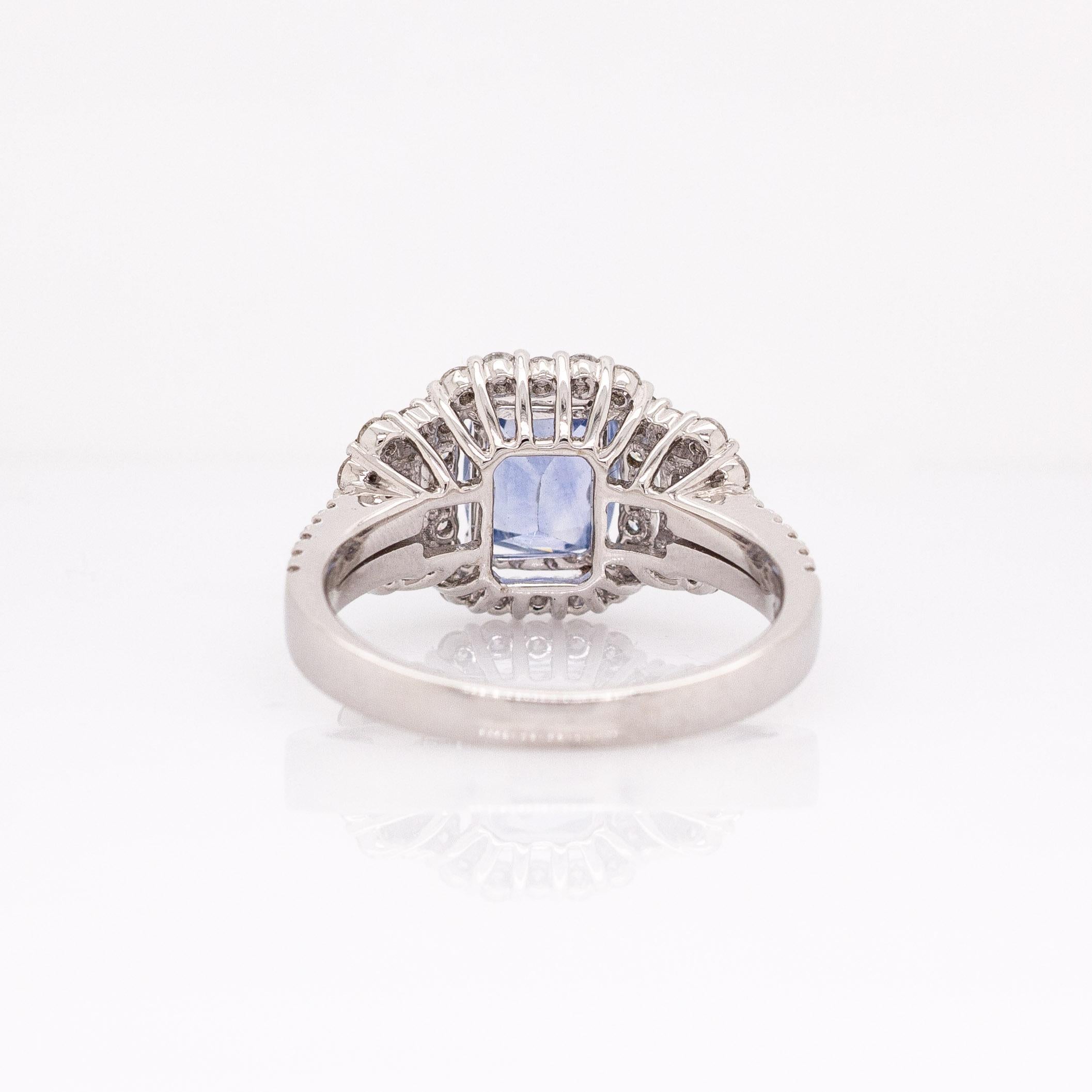 Bague saphir bleu bleu 3ct avec halo diamant naturel : or massif 14K Pour femmes en vente