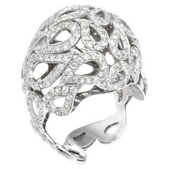 3ct Diamond Bombe Dome Ring Vintage 18k White Gold Estate Fine Jewelry