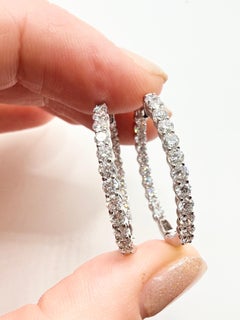 3ct Diamond Hoop earrings 14KT comfortable hinge earrings