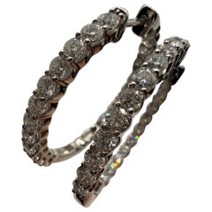 3ct Diamond Hoop earrings 14KT comfortable hinge earrings