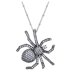 3ct Diamond Spider Necklace Estate 10k Gold Large Pendant Fine Jewelry Chain