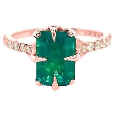 For Sale:  3ct Emerald cut Emerald and Diamond Ring set in 18ct gold 2