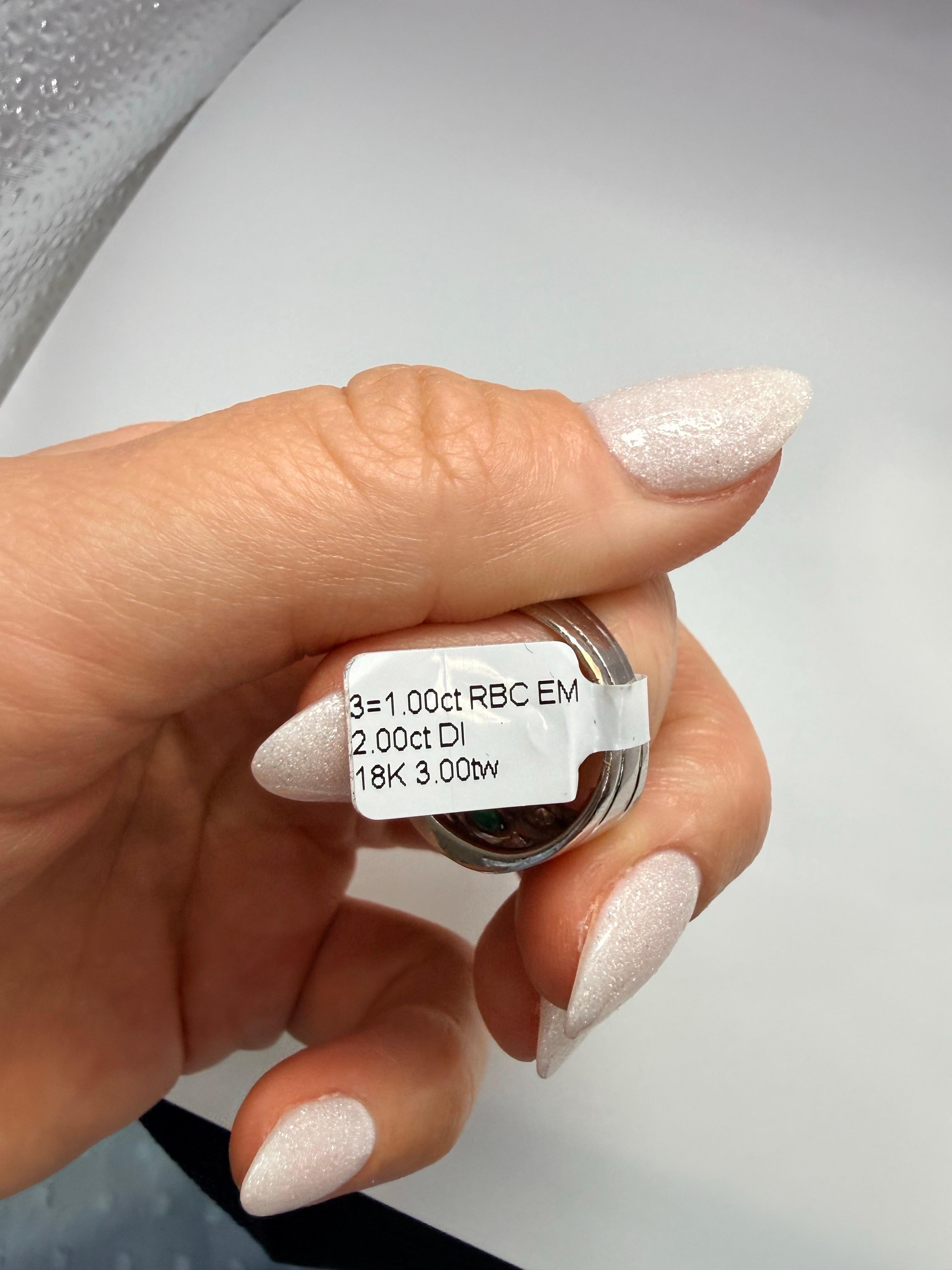 3ct Esmeralda diamante anillo de cóctel 18KT oro en Nuevo estado para la venta en Boca Raton, FL