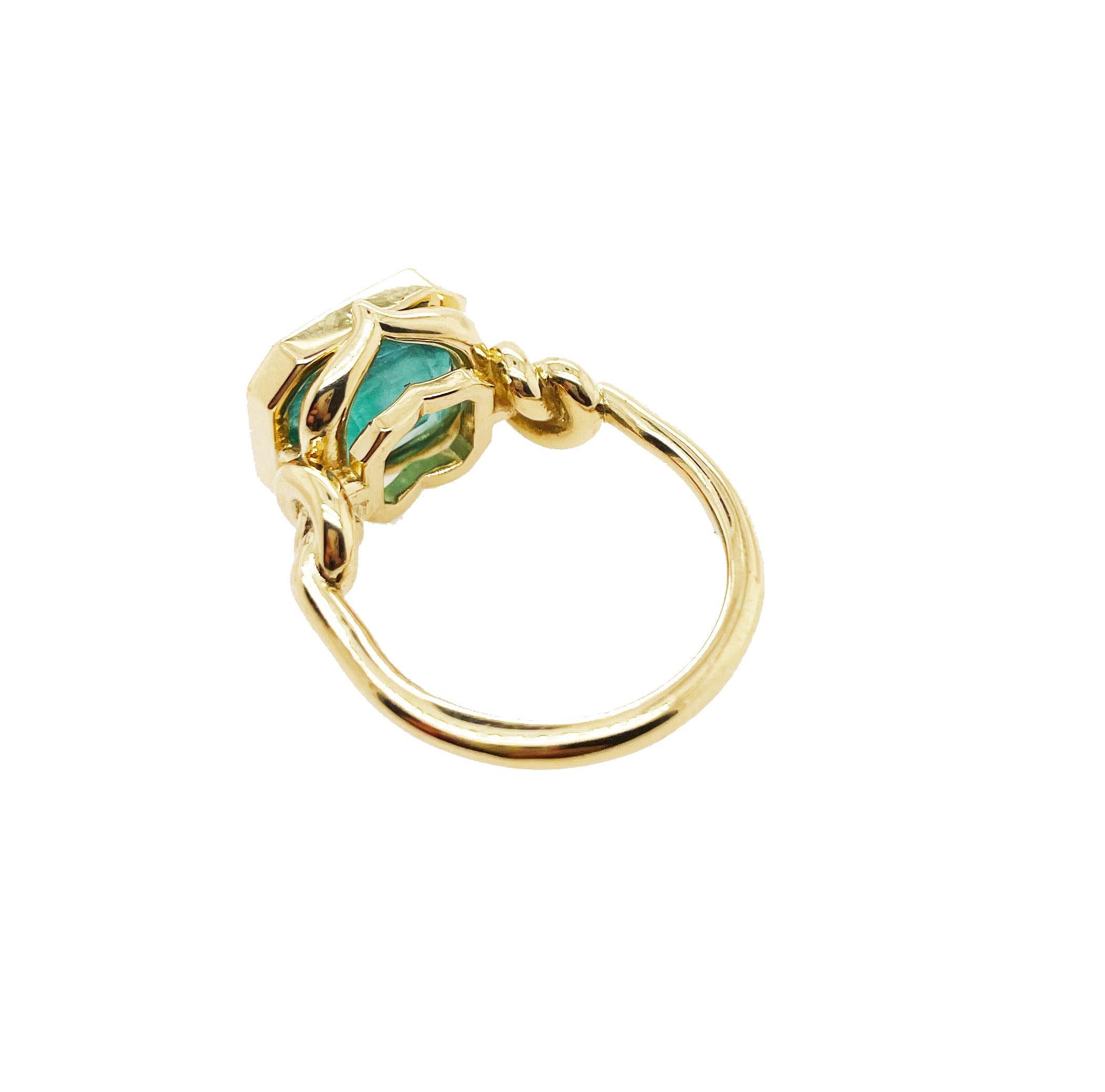
Forget me knot style ring featuring a natural Zambian emerald set in 18ct yellow/ rose or white gold

Please contact our designer to start your selection of your emerald and start your custom made ring
