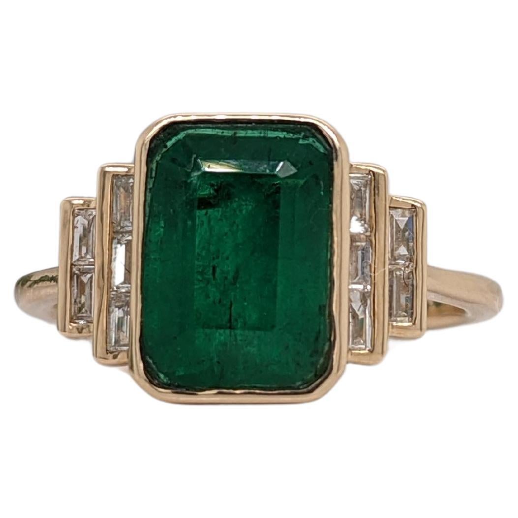 3ct Emerald Ring w Earth Mined Diamonds in Solid 14K Gold EM 10x7mm