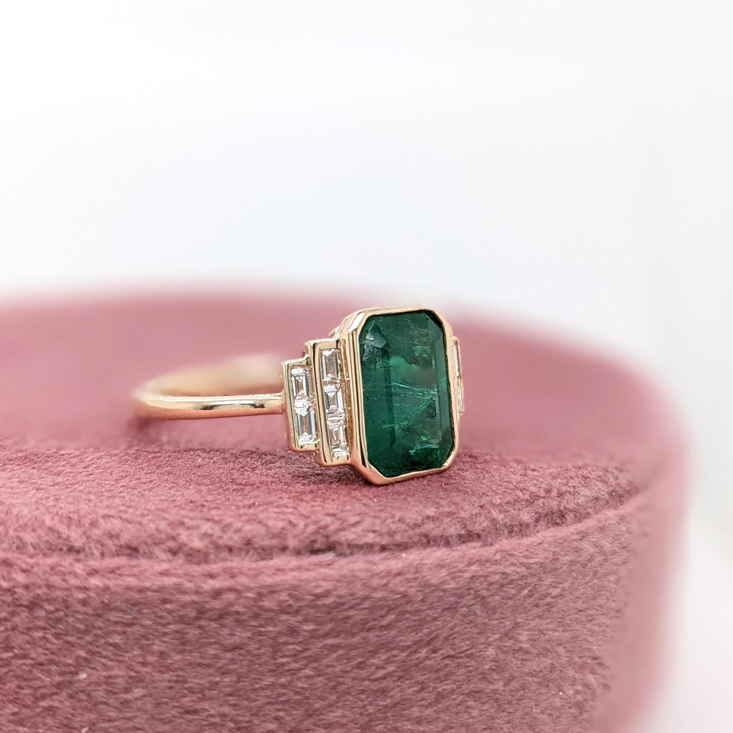 3ct Emerald Ring w Earth Mined Diamonds in Solid 14K Yellow Gold  EM 10x8mm In New Condition For Sale In Columbus, OH