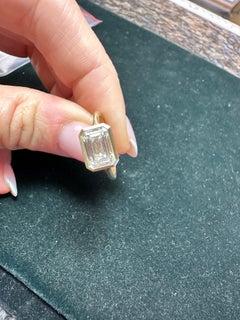 3ct GIA certified emerald diamond ring solitaire modern engagement ring 18KT