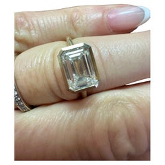 Anello con diamante smeraldo certificato GIA da 3 carati, anello di fidanzamento moderno con solitario 18 carati