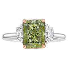Verlobungsring mit 3 Karat grünlich gelbem Diamant