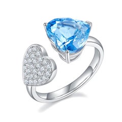 Eostre Aquamarine Heart and Diamond White Gold Ring