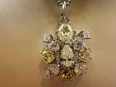3ct Large diamond pendant necklace fancy diamonds 18KT gold