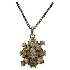 3ct Large diamond pendant necklace fancy diamonds 18KT gold