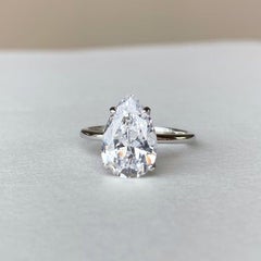 3Ct Moissanite Pear Engagement Ring 925 Silver Solitaire Promise Ring.