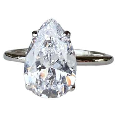 Art Deco 3Ct Moissanite Pear Engagement Ring 14k gold  Solitare Promise Ring
