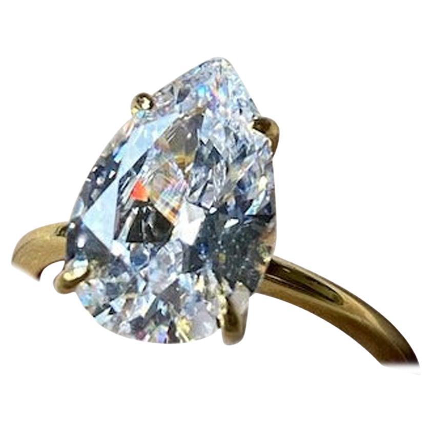 3Ct Moissanite Pear Engagement Ring 14k gold Solitare Promise Ring