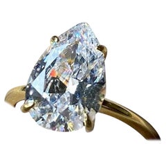 3Ct Moissanite Pear Engagement Ring 14k gold Solitare Promise Ring