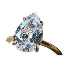 3Ct Moissanite Pear Engagement Ring 14k gold Solitare Promise Ring