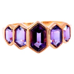3ct Natural Amethyst Band Off Shape Unique 14kt gold