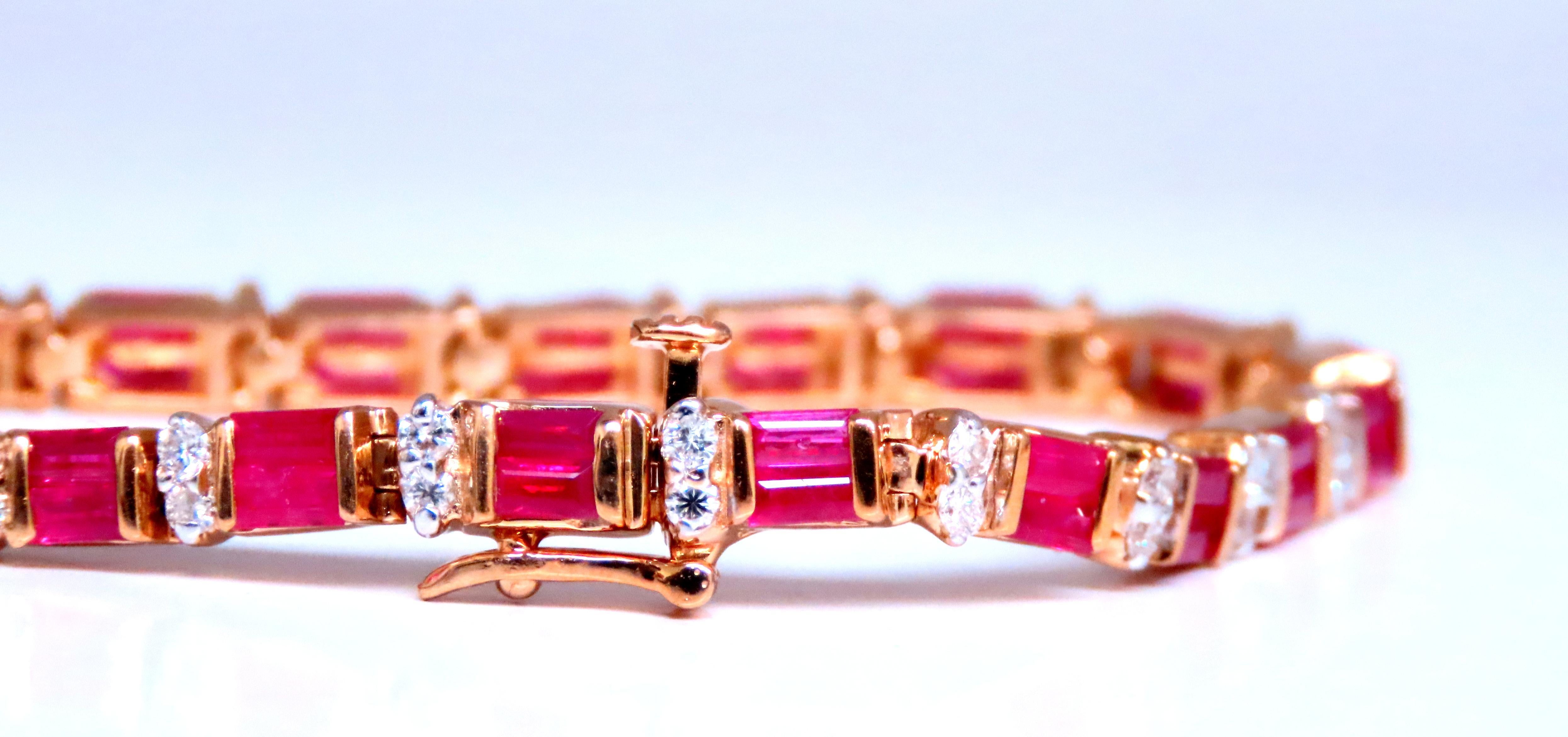 Contemporary 3ct natural baguette ruby tennis bracelet 14kt 12463 For Sale