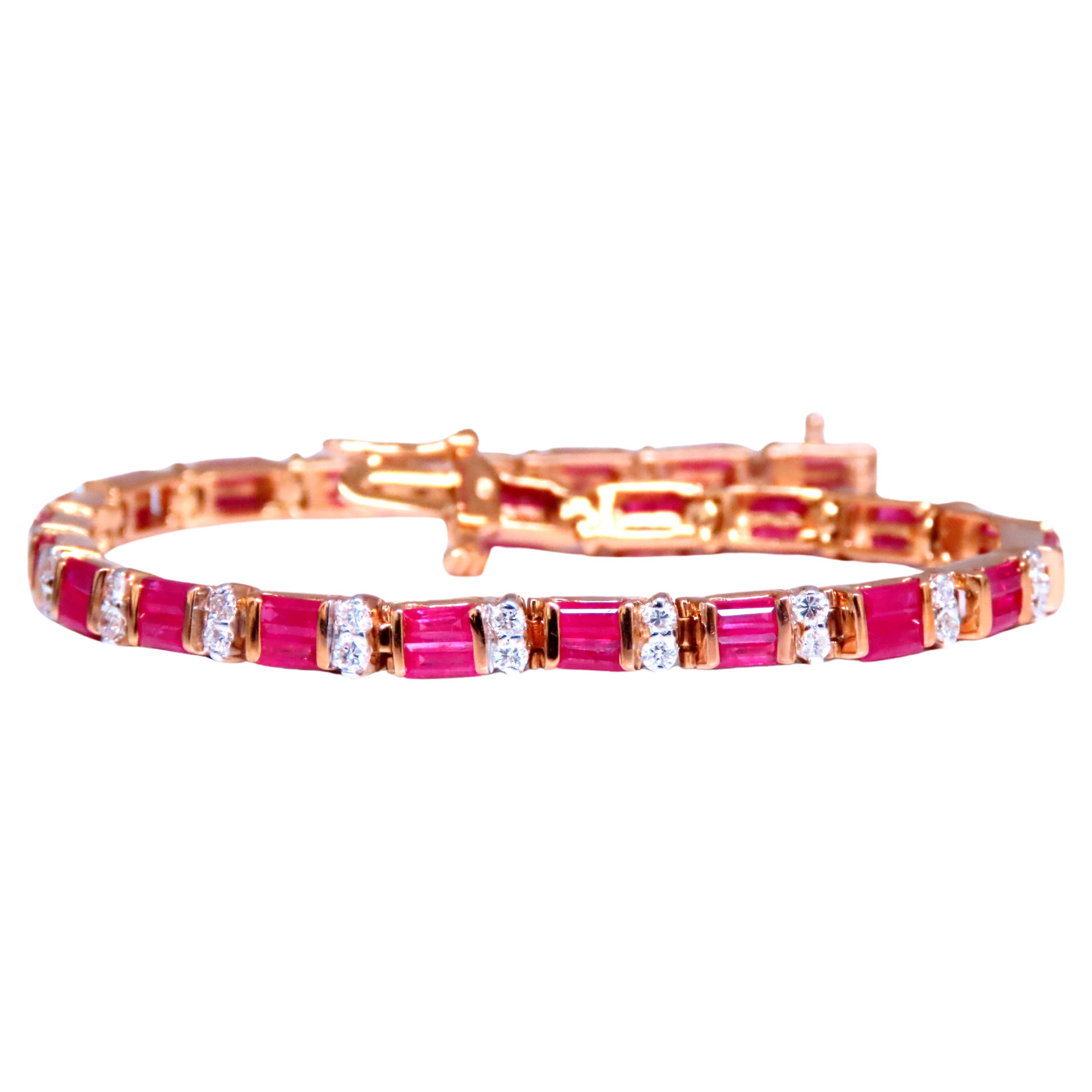 3ct natürliches Baguette-Rubin-Tennisarmband 14kt 12463