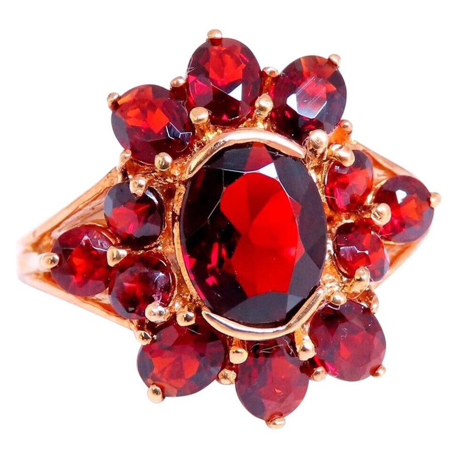 3ct Natural Garnet Cluster Ring 14kt Gold* For Sale