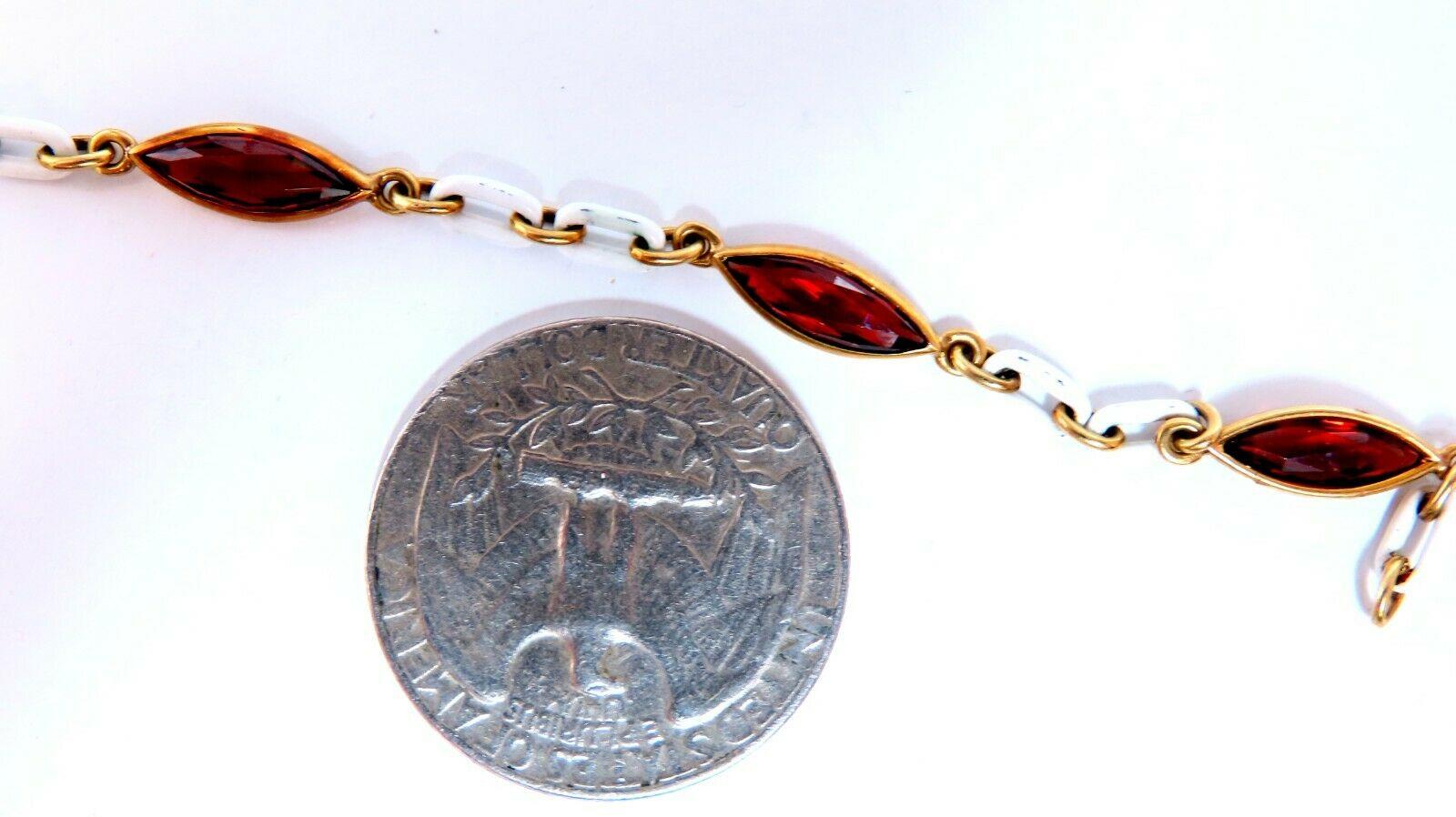 3ct Natural Garnet Station Link Bracelet 14kt In New Condition For Sale In New York, NY