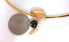 3ct Natural Green Round Tourmaline Mod Deco Necklace Omega 14kt*