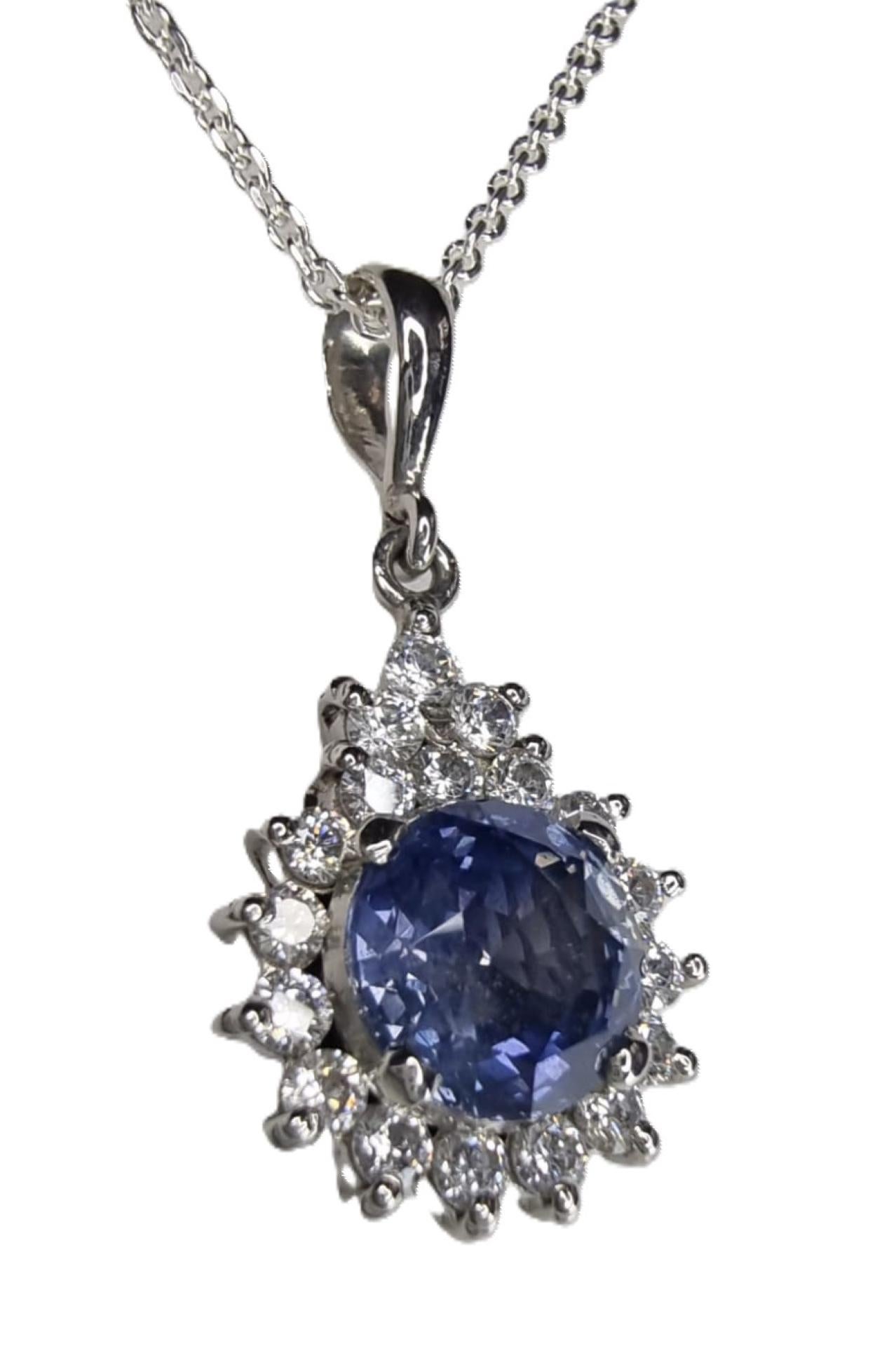 Contemporary 3ct Natural Origin Blue Round Cut Sapphire Arch Crown Pendant  