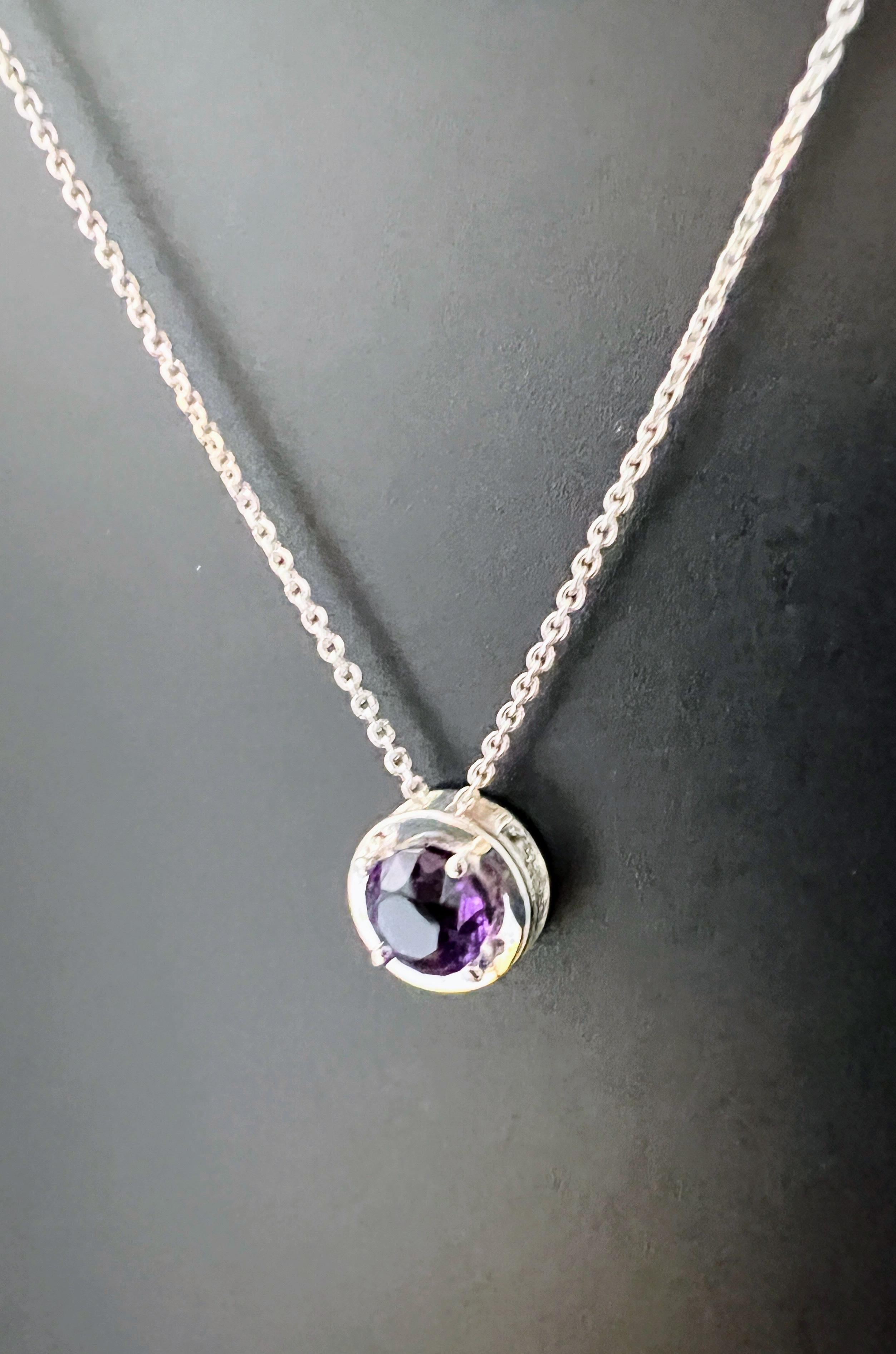Ciondolo per collana di ametista tonda naturale A. Silver In condizioni Nuovo in vendita a Lanham, MD