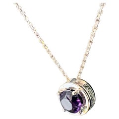 Colgante Collar Amatista Redonda Natural Plata de Ley