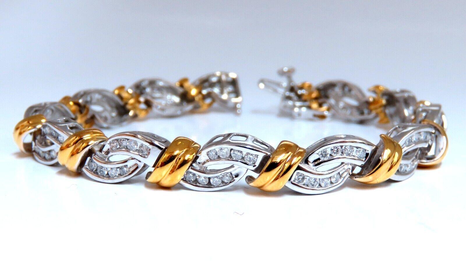 Armband mit 3 Karat natürlichen runden Diamanten, channel 14kt im Zustand „Neu“ im Angebot in New York, NY