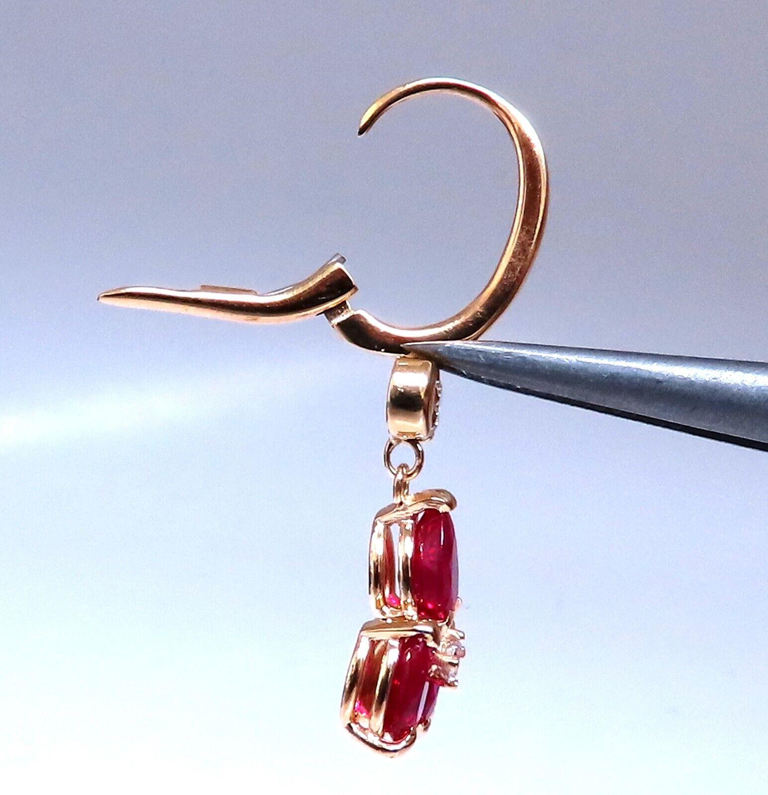 Pear Cut 3ct Natural Ruby Diamonds Cluster Earrings 14kt Gold For Sale