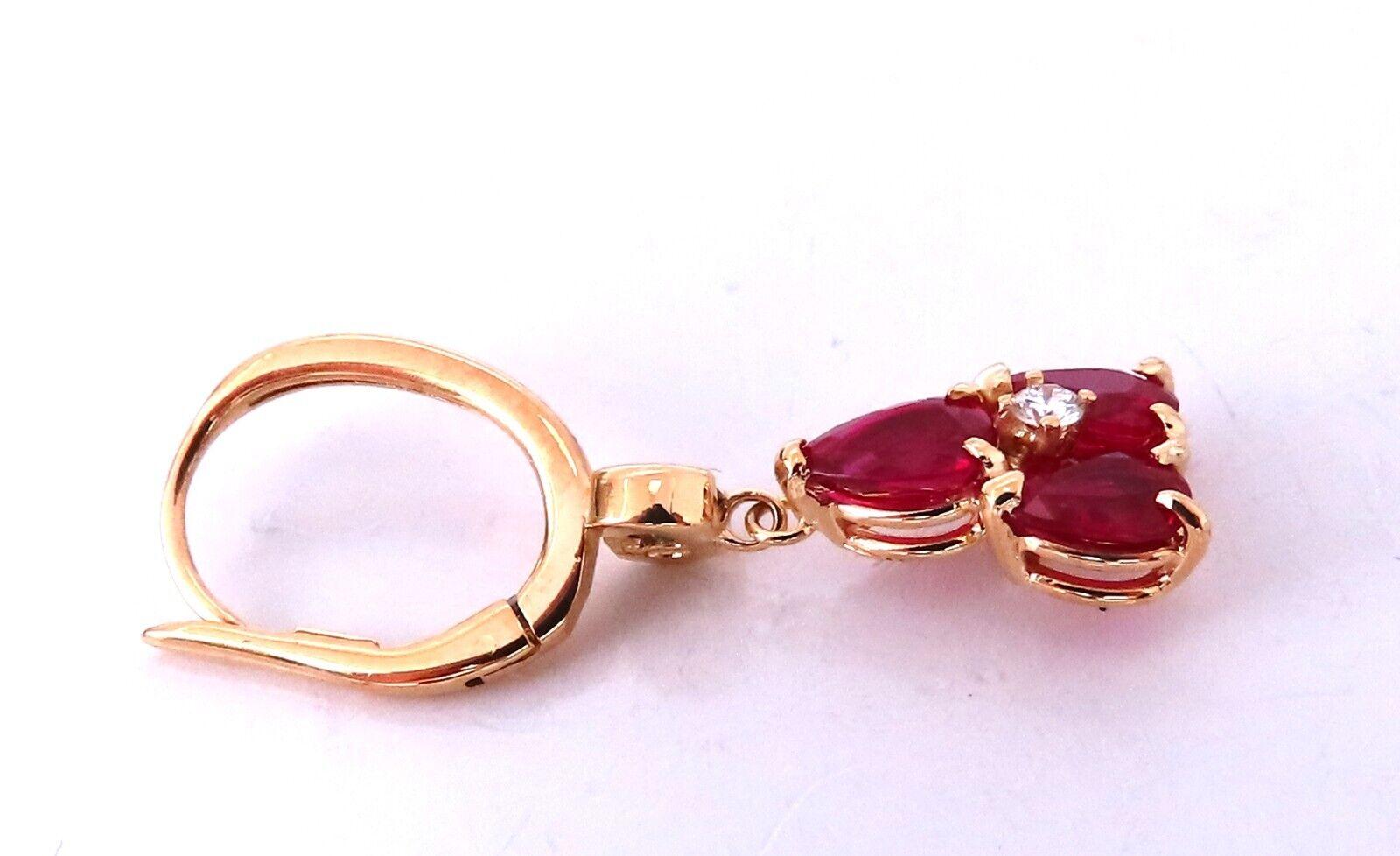 3ct Natural Ruby Diamonds Cluster Earrings 14kt Gold For Sale 1
