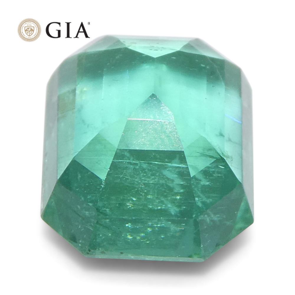 3ct Octagonal/Emerald Cut Green Emerald GIA Certified Zambia (F1) en vente 6