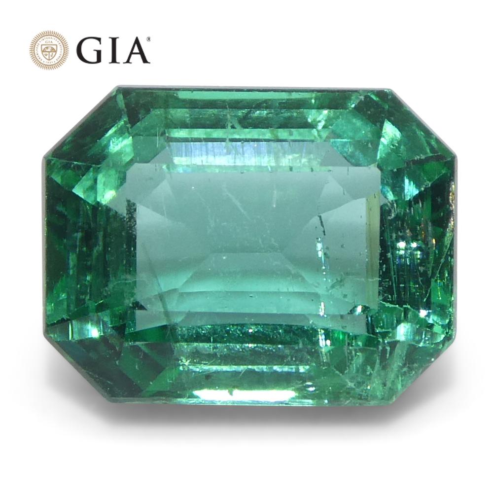 3ct Octagonal/Emerald Cut Green Emerald GIA Certified Zambia (F1) Neuf - En vente à Toronto, Ontario